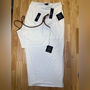 Lulu's White Ribbed Cropped Top & Skirt Set